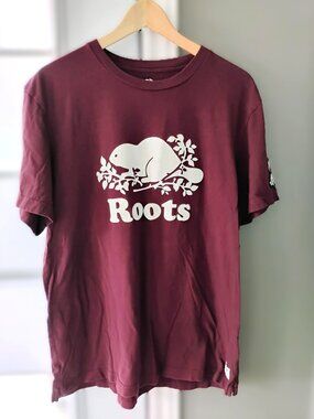 Roots Canada Burgundy Banff Destination T-Shirt  Men's L